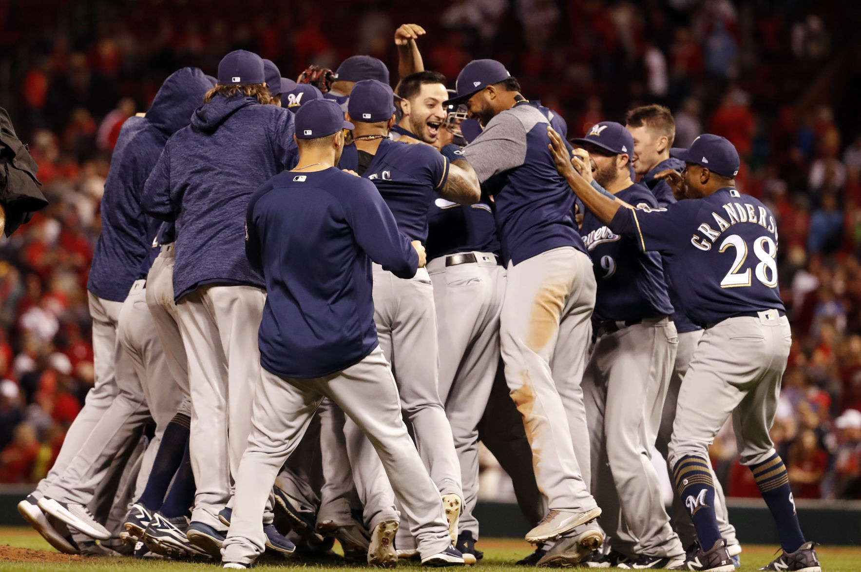 Brewers celebrate clinching postseason berth
